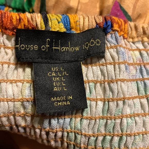 House of Harlow 1960 linen blend toucan tropical print crossed back dress - Picture 4 of 5